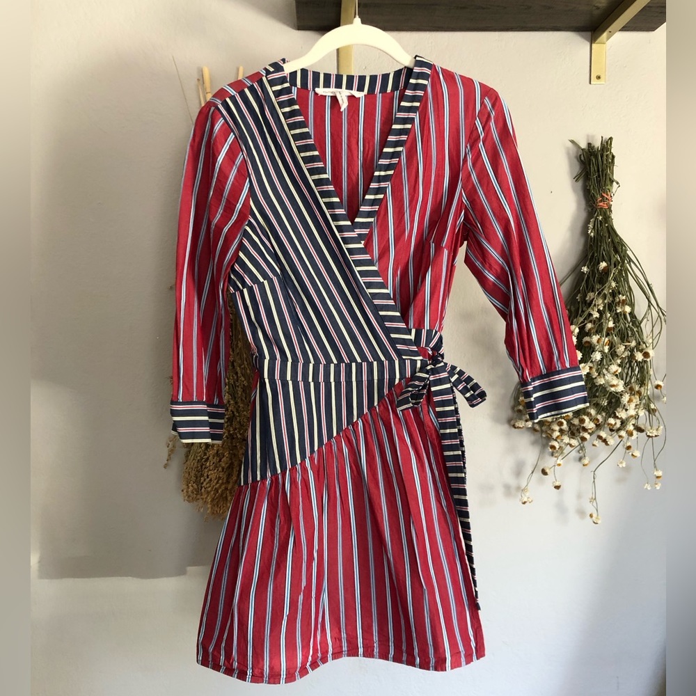 BCBGeneration cotton striped wrap dress